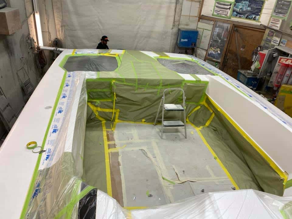 Boat repair in progress